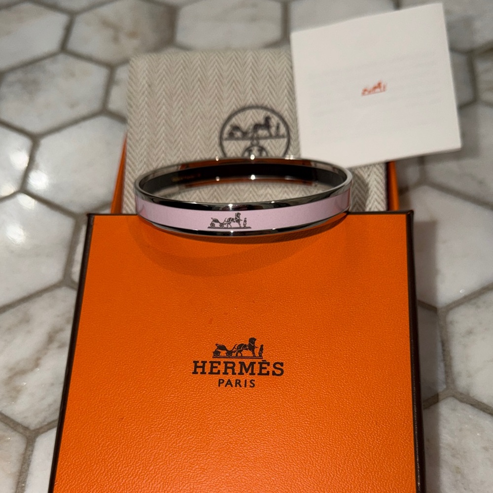 Hermés Palladium and Enamel Bangle
